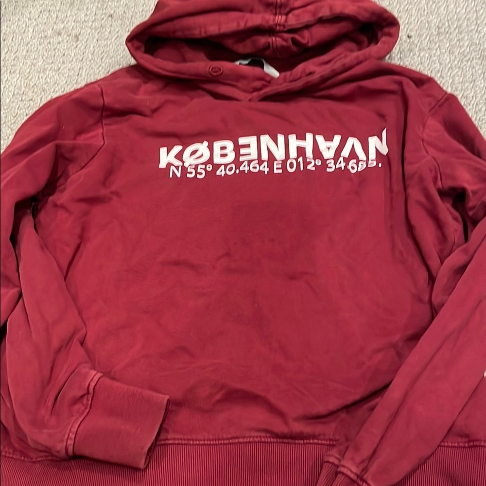 Solid Red Sweatshirt Hoodie Casual Top